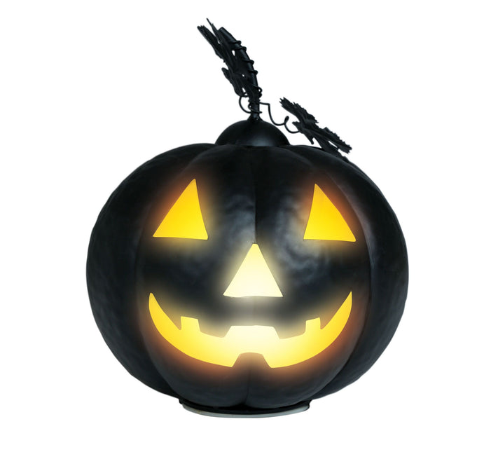 Decoración Halloween Calabaza Negra Con Luz 16cm