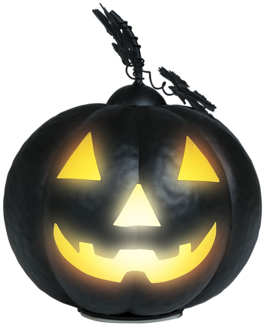 Decoración Halloween Calabaza Negra Con Luz 16cm