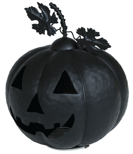 Decoración Halloween Calabaza Negra Con Luz 16cm