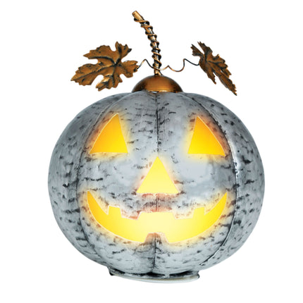 Decoración Halloween Calabaza Plateada Con Luz 16cm