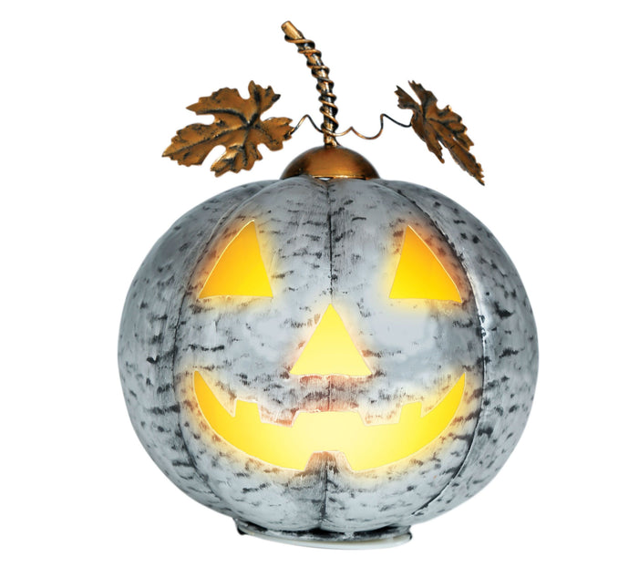 Decoración Halloween Calabaza Plateada Con Luz 16cm