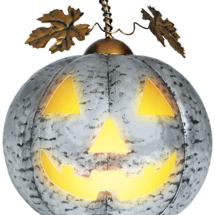 Decoración Halloween Calabaza Plateada Con Luz 16cm