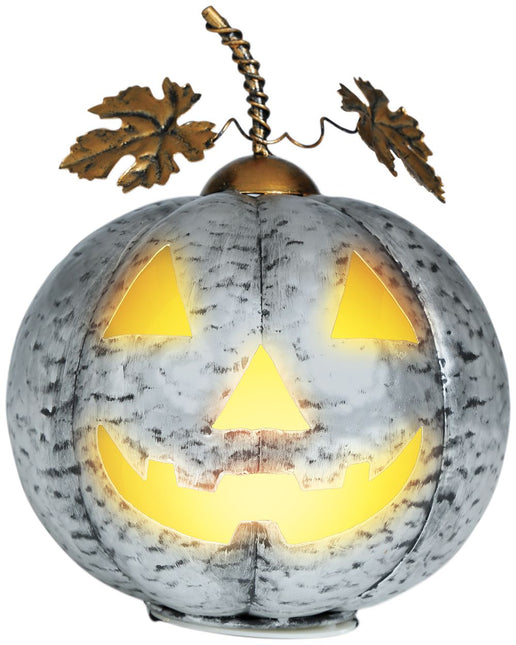 Decoración Halloween Calabaza Plateada Con Luz 16cm