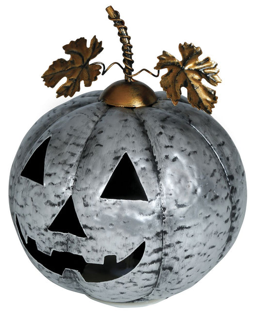 Decoración Halloween Calabaza Plateada Con Luz 16cm