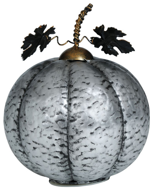 Decoración Halloween Calabaza Plateada Con Luz 16cm