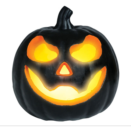 Decoración de Mesa Halloween Calabaza Negra Con Luz 16cm