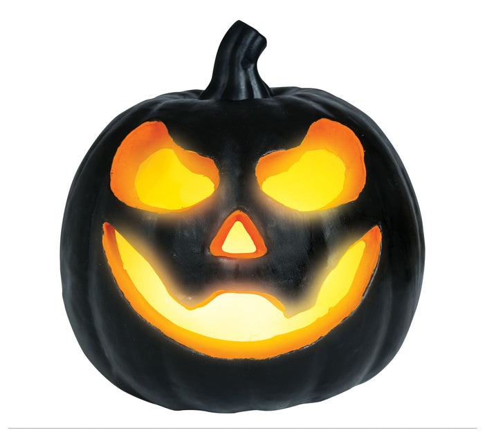 Decoración de Mesa Halloween Calabaza Negra Con Luz 16cm