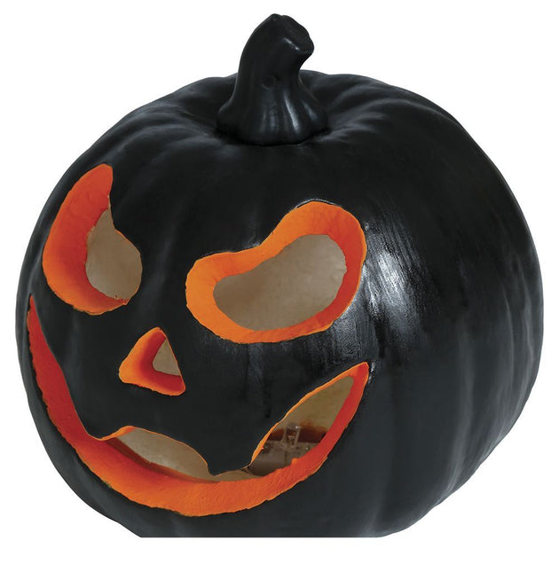 Decoración de Mesa Halloween Calabaza Negra Con Luz 16cm