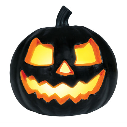 Decoración de Mesa Halloween Calabaza Negra Con Luz 20cm