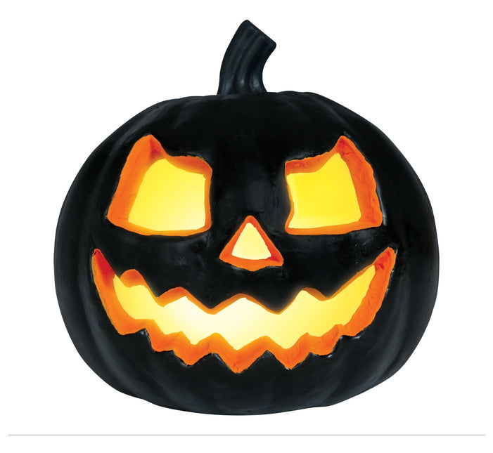 Decoración de Mesa Halloween Calabaza Negra Con Luz 20cm