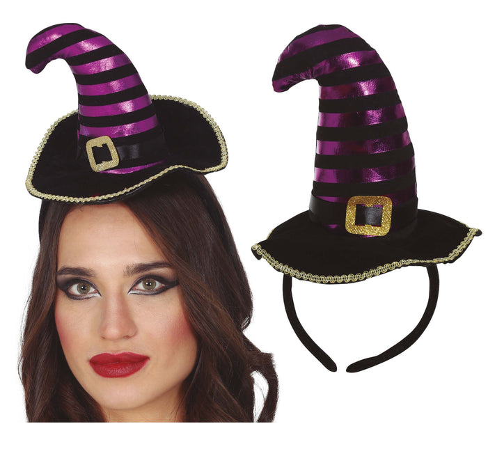 Halloween Tiara Sombrero de Bruja Negro Morado