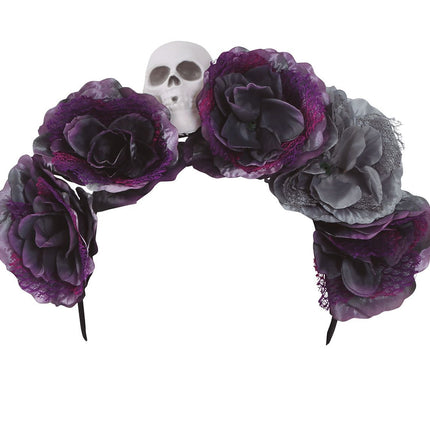 Halloween Tiara Flores Gris