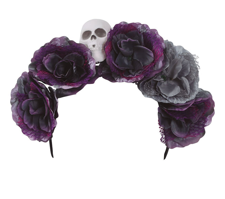 Halloween Tiara Flores Gris