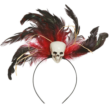 Tiara de Halloween Plumas y Calavera