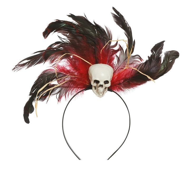 Tiara de Halloween Plumas y Calavera