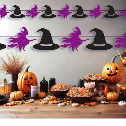 Guirnalda de Halloween Negro Morado Brujas 3m