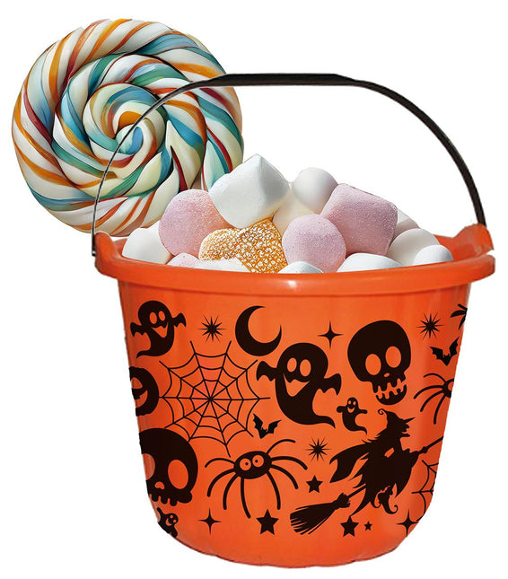 Cubo Halloween Naranja 18cm