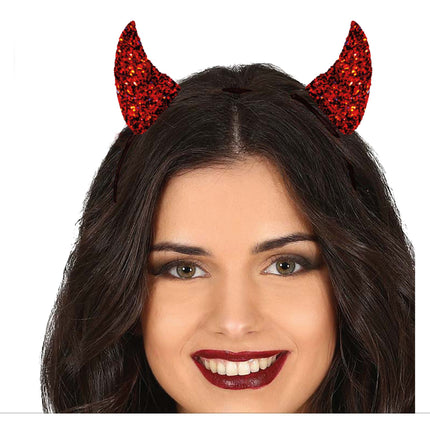 Diadema Halloween Diablo Rojo Purpurina