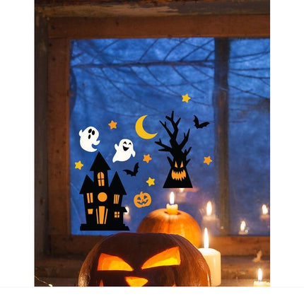 Pegatina de Halloween para Ventana Negro Naranja 25cm