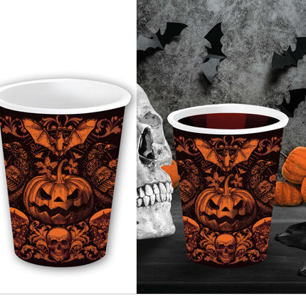 Tazas de Halloween Calabaza Gótica 240ml 6pcs