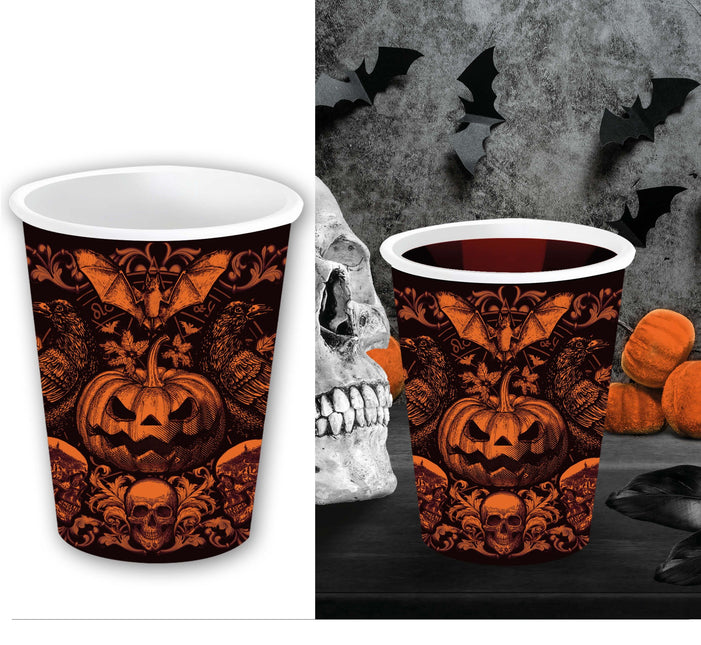 Tazas de Halloween Calabaza Gótica 240ml 6pcs