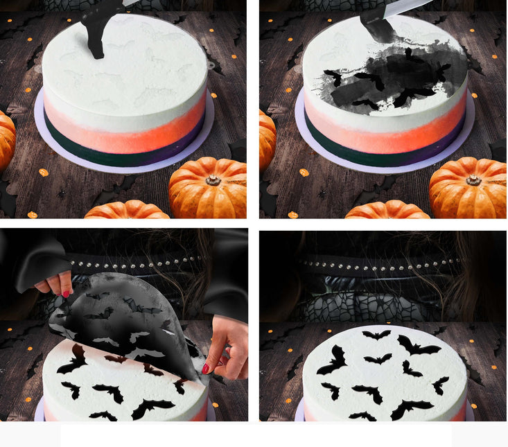 Plantilla Tarta Halloween Murciélagos 25cm