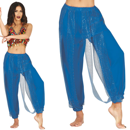 Pantalones azules de danza del vientre