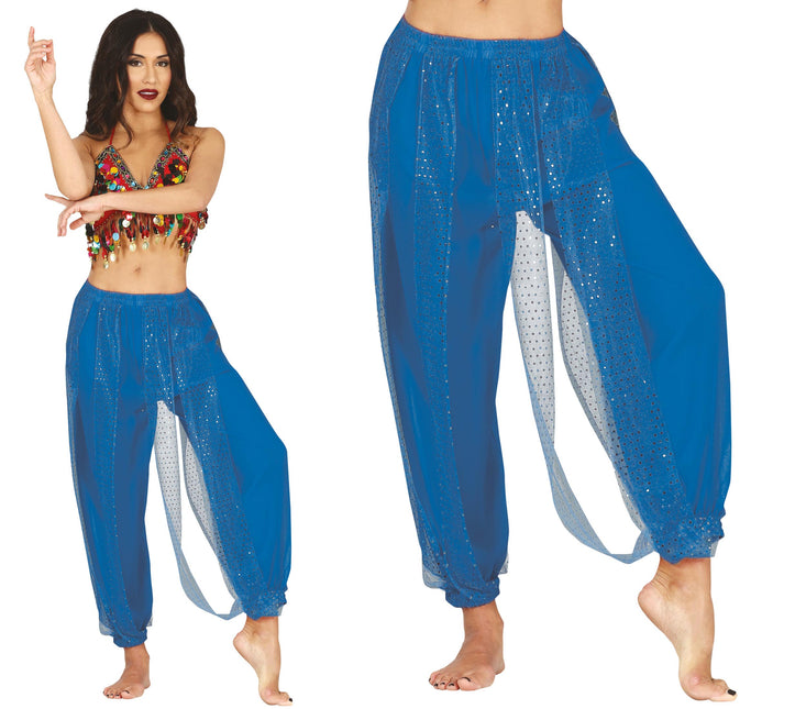 Pantalones azules de danza del vientre