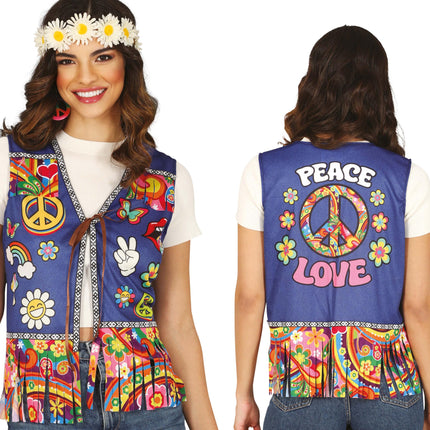 Chaleco hippie paz y amor, adultos