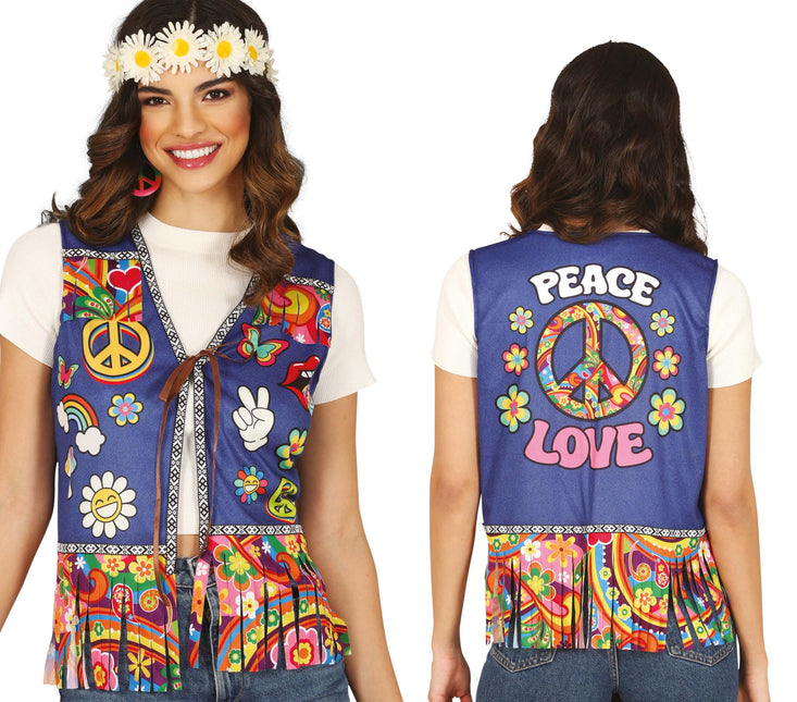 Chaleco hippie paz y amor, adultos