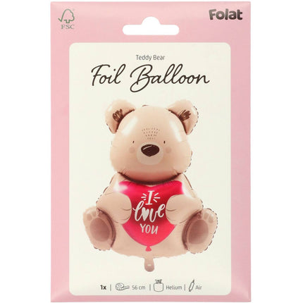 Globo de foil - Ombre Love - Oso marrón "Te quiero - 56 cm