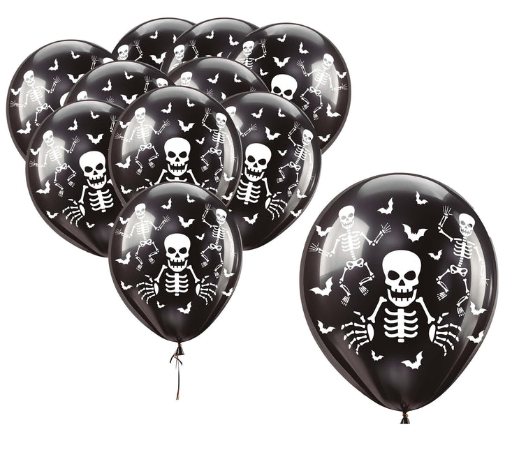 Globos Halloween Esqueleto Negro 30cm 16pcs