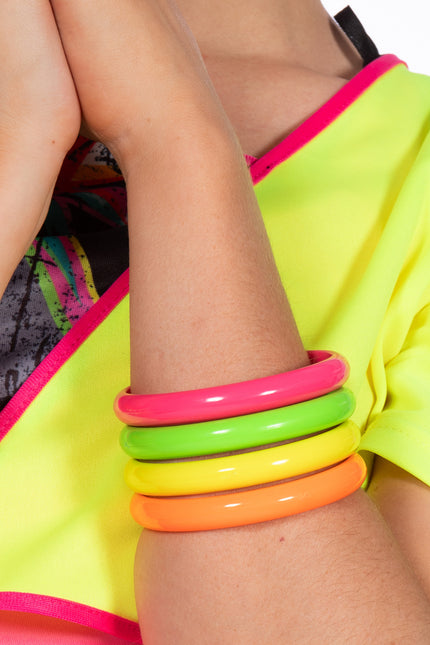 Pulsera Neon 80S Señoras 4pcs