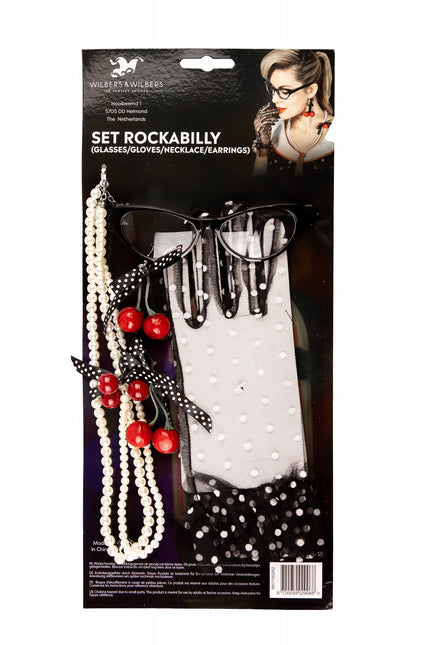 Set Rockabilly (gafas/guantes/cadena/pendiente)