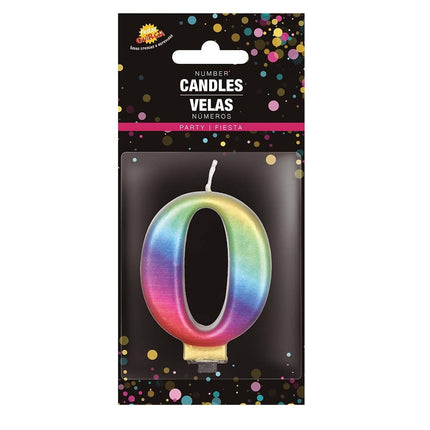 Vela Arco Iris 0 Año Metálica 8cm