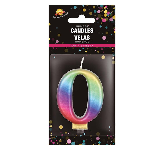 Vela Arco Iris 0 Año Metálica 8cm