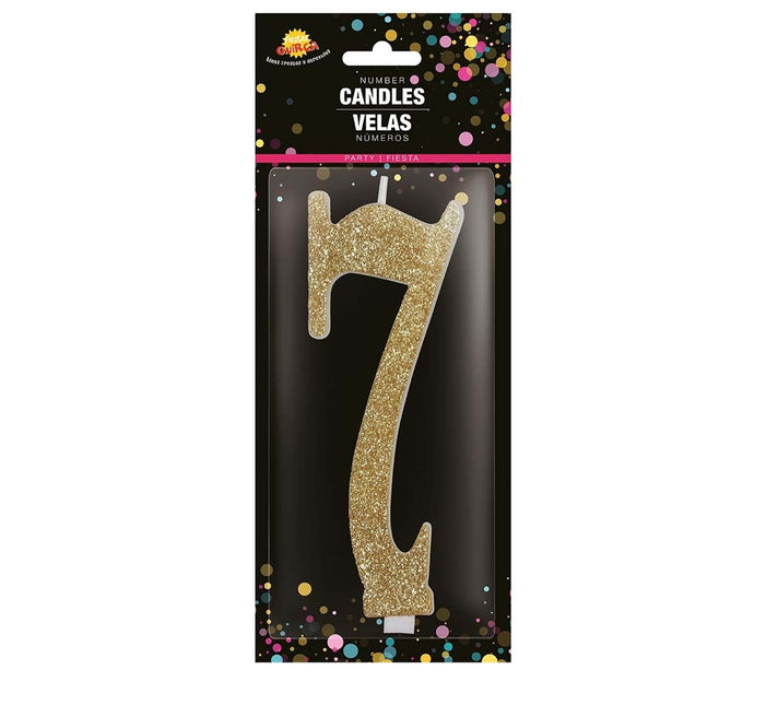 Vela Dorada 7 Años Purpurina 12,5cm