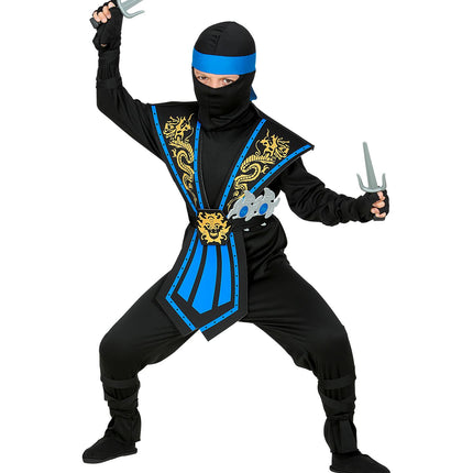 Kombat Ninja Blauw Met Wapens Kostuum Kind