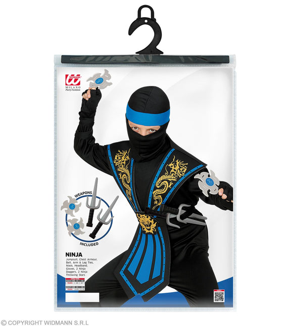 Kombat Ninja Blauw Met Wapens Kostuum Kind