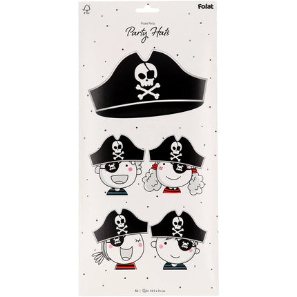 Sombreros piratas - Fiesta pirata - 33,5 x 15 cm - 6 piezas