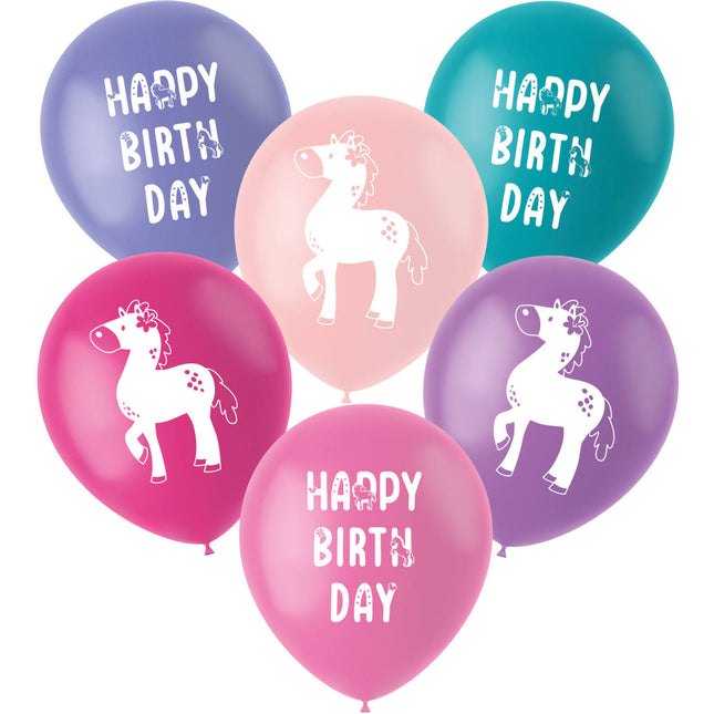 Globos de látex - Caballos felices - 33 cm - 6 piezas