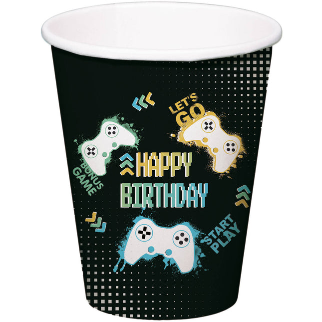 Happy Birthday Tazas para fiestas de juegos 250ml 8pcs