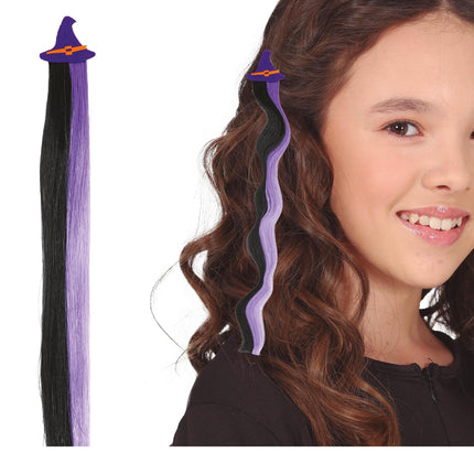 Halloween Extensión de pelo Negro Morado 40cm