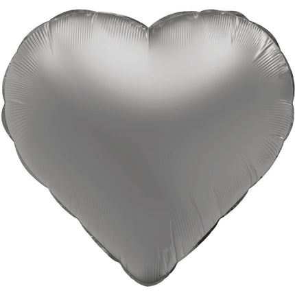 Globo de Helio Corazón Plata Satinado 45cm Vacío