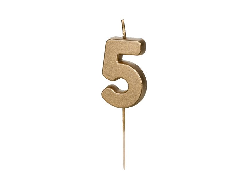 5 Jaar Kaars Goud 4,5cm - Partywinkel - 5904555032347