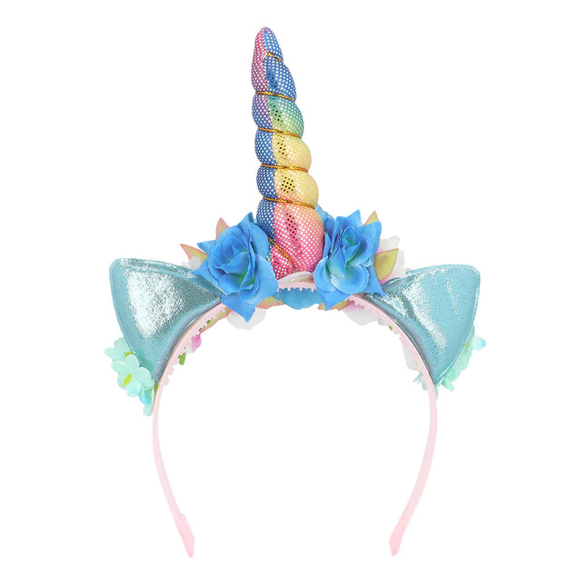 Diadema Unicornio Coloreada Con Flores