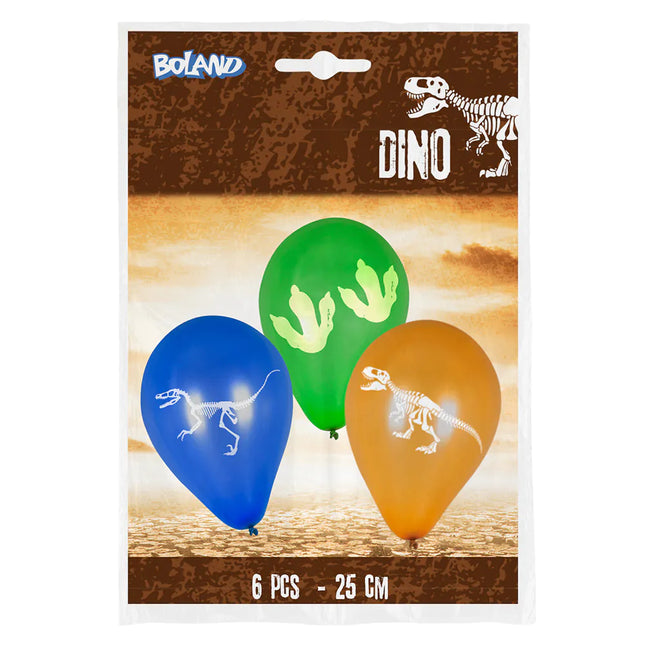 Globos de Dinosaurios de Colores 25cm 6pcs