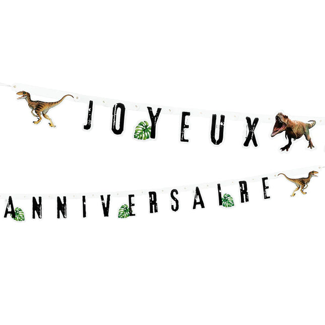 Guirnalda de letras de dinosaurio Joyeux Anniversaire 2,5m