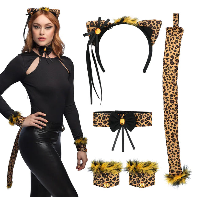 Juego de accesorios de leopardo marrón 4 piezas