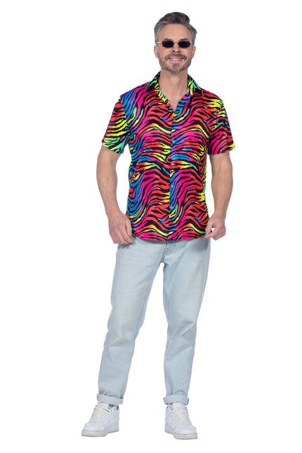 Camisa de fiesta cebra neón